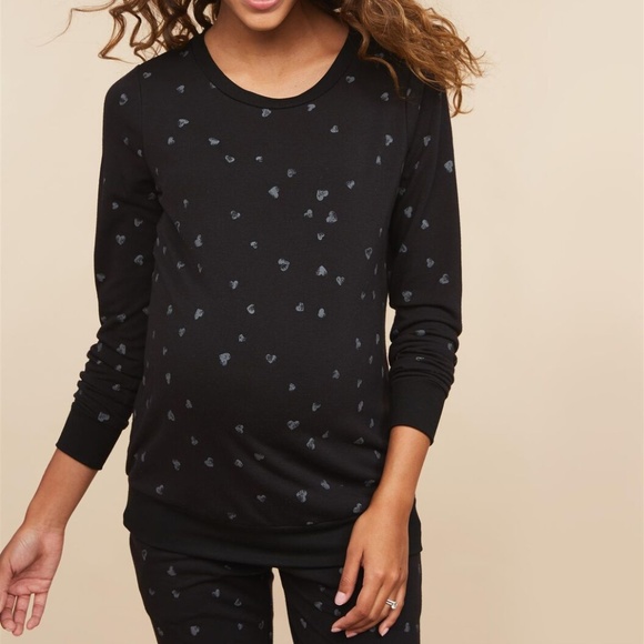 Motherhood Maternity Tops - Super Soft Heart Print Maternity Sweatshirt